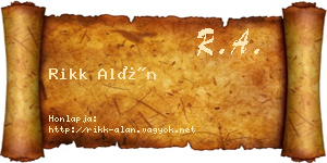 Rikk Alán névjegykártya